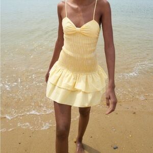 Zara Yellow Gingham Tie-Front Sundress